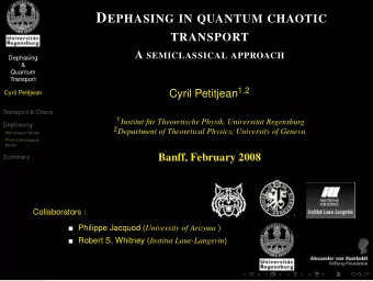 W HY BALLISTIC TRANSPORT IS DIFFERENT ?  Dephasing  Quantum Disorder  &amp;  Quantum  Transport