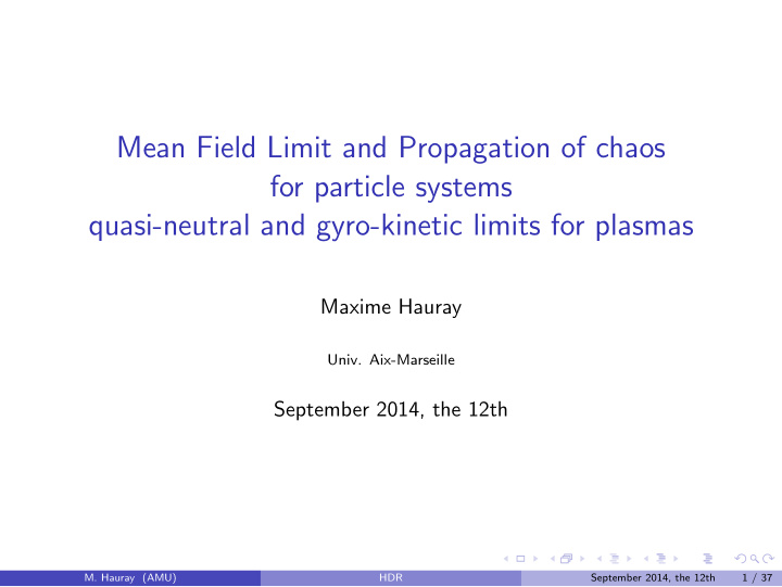 mean field limit and propagation of chaos for particle