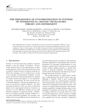 THE BREAKDOWN OF SYNCHRONIZATION IN SYSTEMS  OF NONIDENTICAL CHAOTIC OSCILLATORS:  THEORY AND