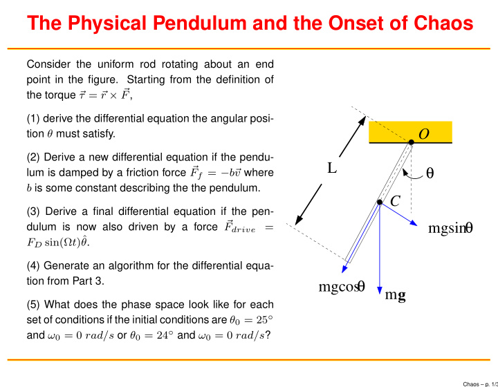 the physical pendulum and the onset of chaos