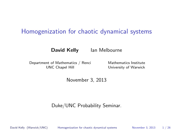 homogenization for chaotic dynamical systems