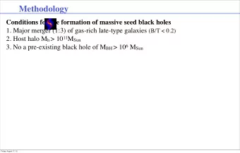 Methodology  Conditions for the formation of massive seed black holes 1. Major merger (1:3) of
