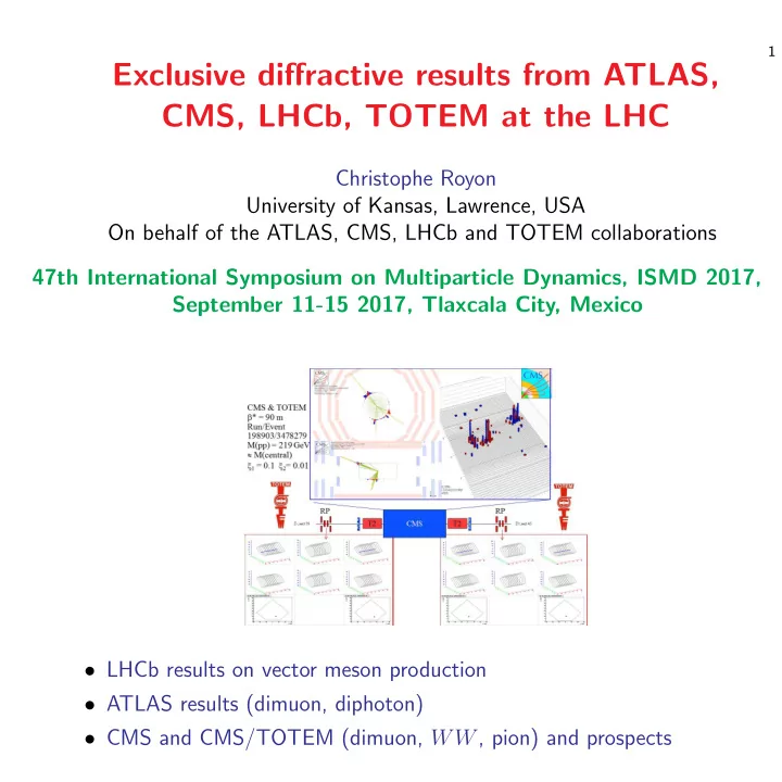 exclusive diffractive results from atlas cms lhcb totem