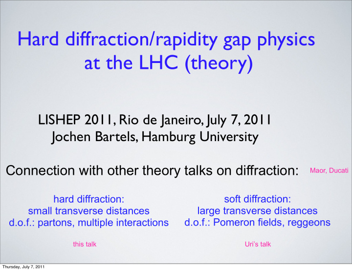 hard diffraction rapidity gap physics at the lhc theory