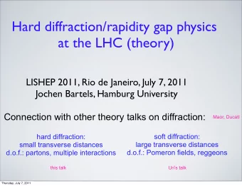 Hard diffraction/rapidity gap physics  at the LHC (theory)  LISHEP 2011, Rio de Janeiro, July 7,