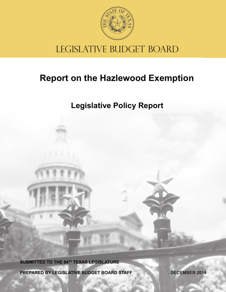 legislative budget board legislative budget board report