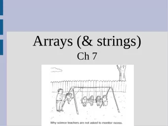 Arrays (&amp; strings)  Ch 7  Announcements  Quiz scores on gradescope  Test next week (whole class