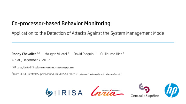 co processor based behavior monitoring