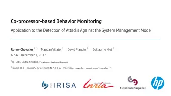 Co-processor-based Behavior Monitoring  Application to the Detection of Attacks Against the System