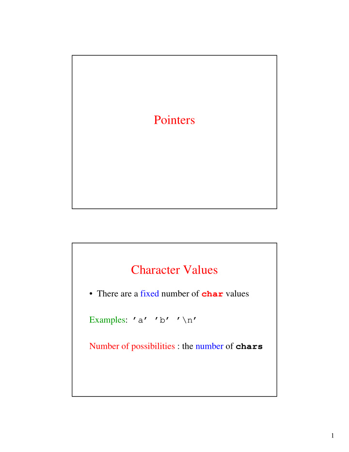 pointers character values