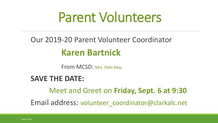 parent volunteers