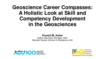 Geoscience Career Compasses:  A Holistic Look at Skill and  Competency Development  in the