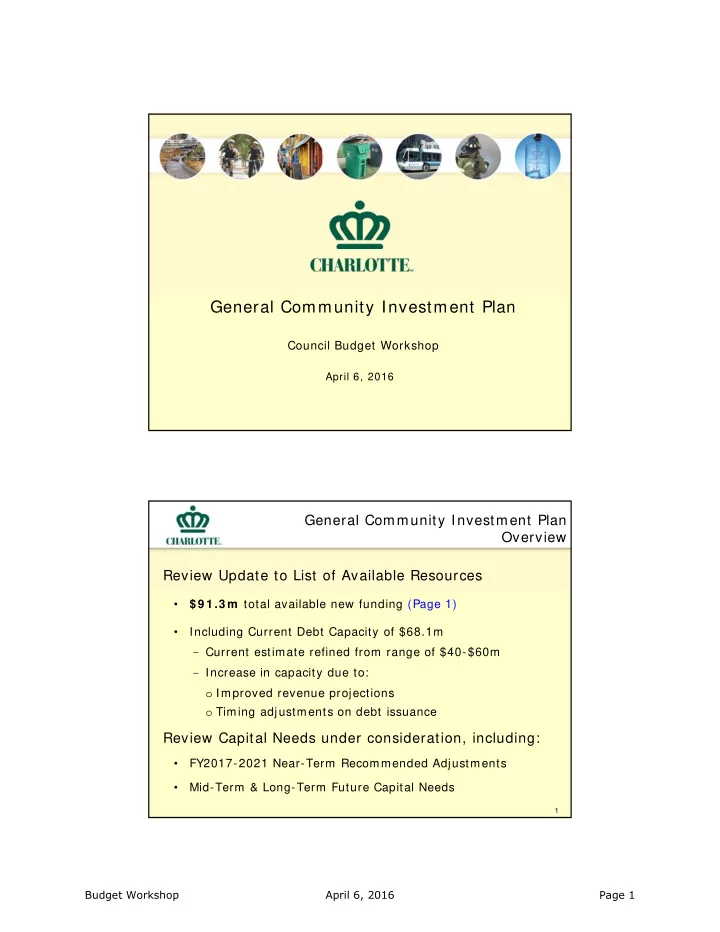 general community investment plan