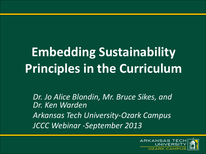 embedding sustainability principles in the curriculum