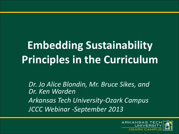 embedding sustainability principles in the curriculum
