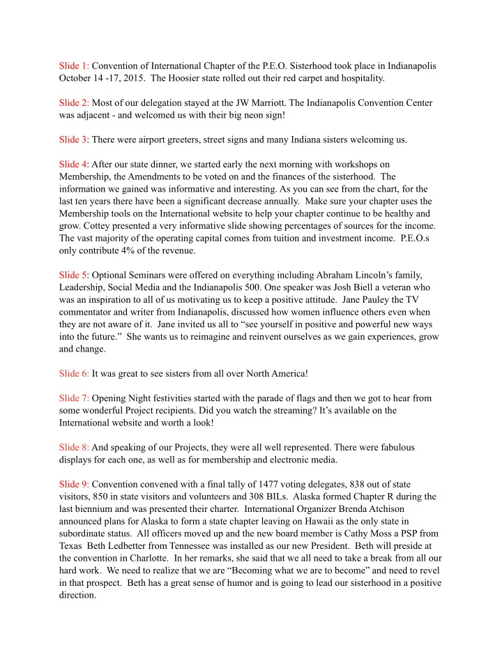 slide 1 convention of international chapter of the p e o