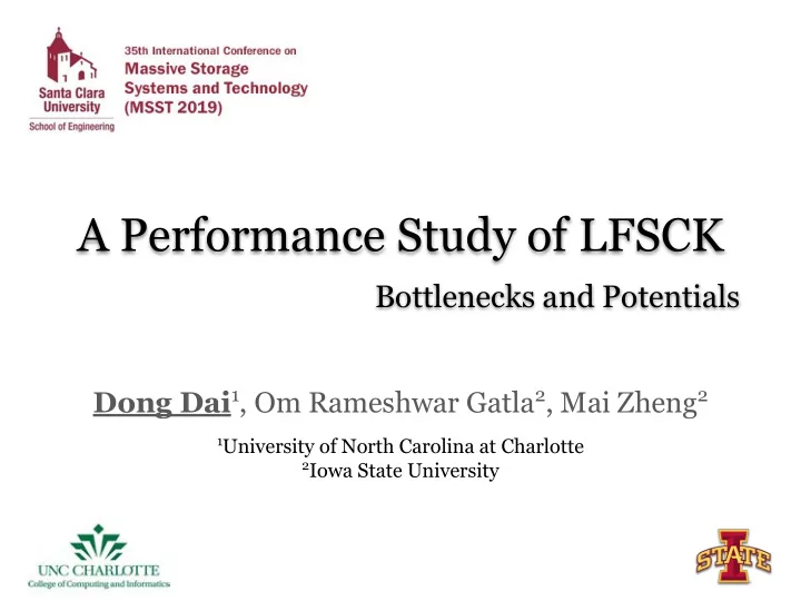 a performance study of lfsck
