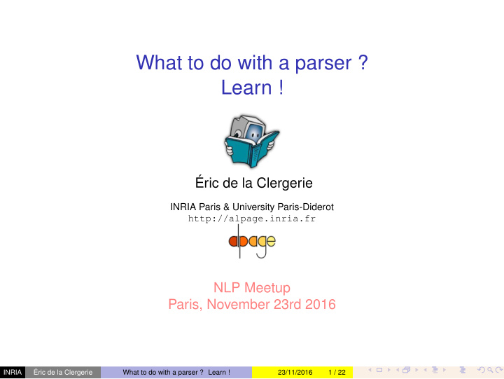 what to do with a parser learn