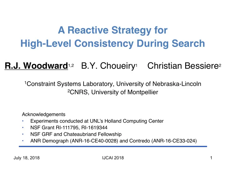 a reactive strategy for high level consistency during