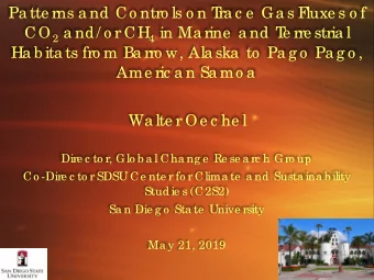 Pa tte rns a nd Co ntro ls o n T  ra c e  Ga s F  luxe s o f CO 2 a nd/ o r CH 4 in Ma rine  a nd T