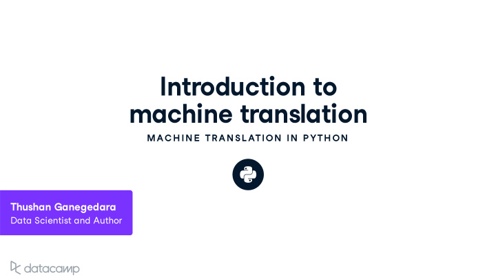 introd u ction to machine translation