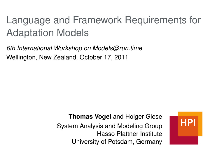 language and framework requirements for adaptation models