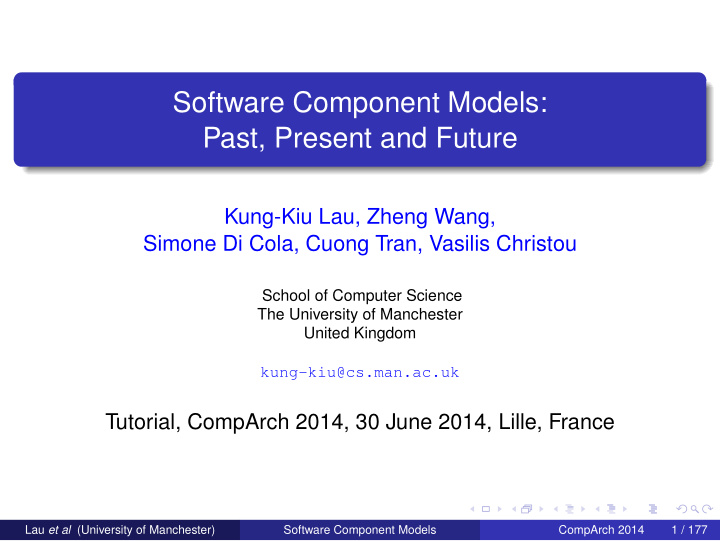 software component models past present and future
