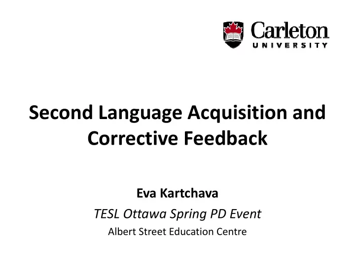 second language acquisition and corrective feedback