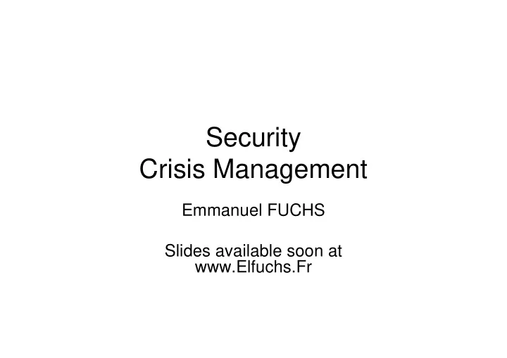 security crisis management