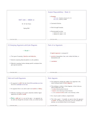 Student Responsibilities  Week 12  Reading :  This week: Textbook, Sections 3.5, 3.6  Next