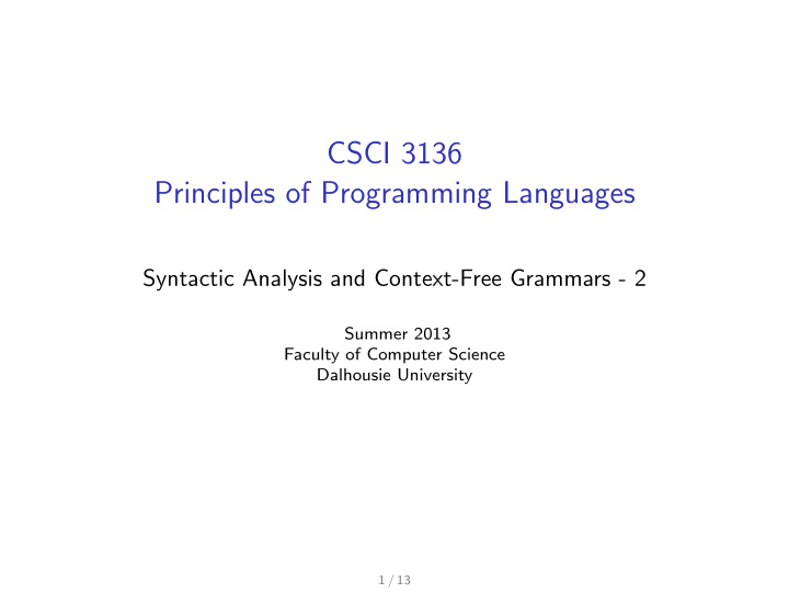 csci 3136 principles of programming languages