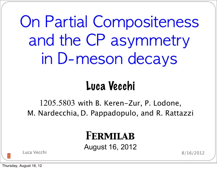 on partial compositeness and the cp asymmetry in d meson