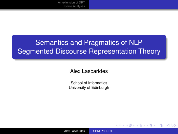 semantics and pragmatics of nlp segmented discourse