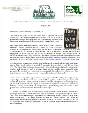 24001 Ridge Road, Germantown, Maryland 20876 ~ Tel: 240-740-6194  fax: 301 253 -0933  August 2019