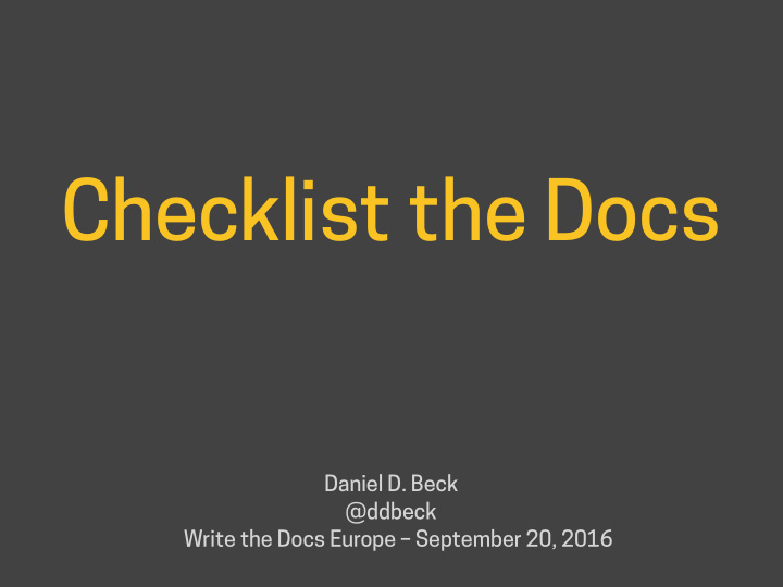 checklist the docs