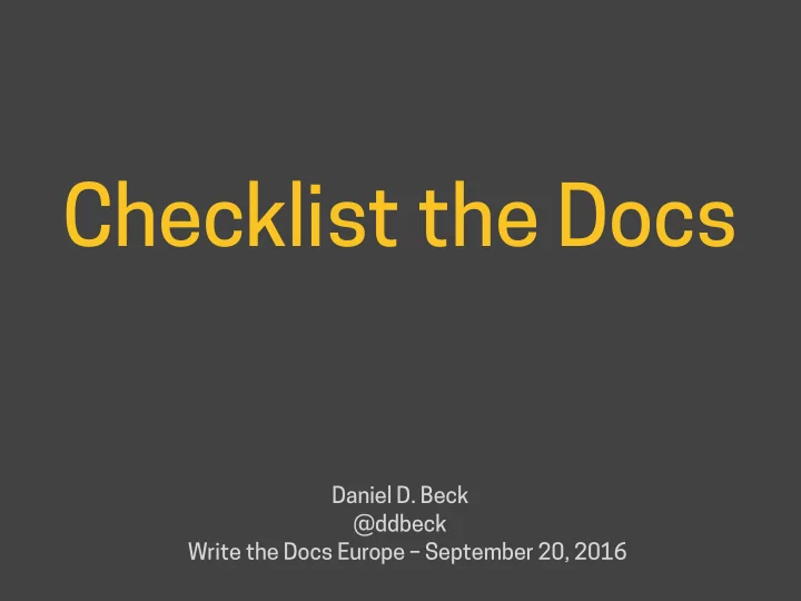 checklist the docs