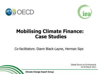 Mobilising Climate Finance:  Case Studies  Co-facilitators: Diann Black-Layne, Herman Sips  Global