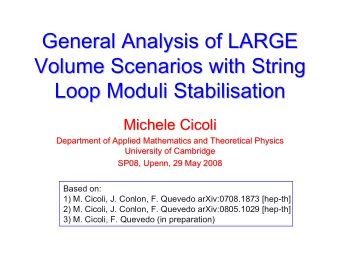 General Analysis of LARGE  General Analysis of LARGE  Volume Scenarios with String  Volume