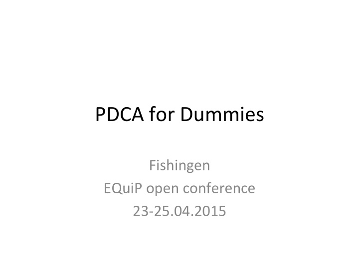 pdca for dummies