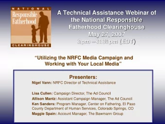 A Technical Assistance Webinar of  the National Responsible  Fatherhood Clearinghouse  May 27, 2007