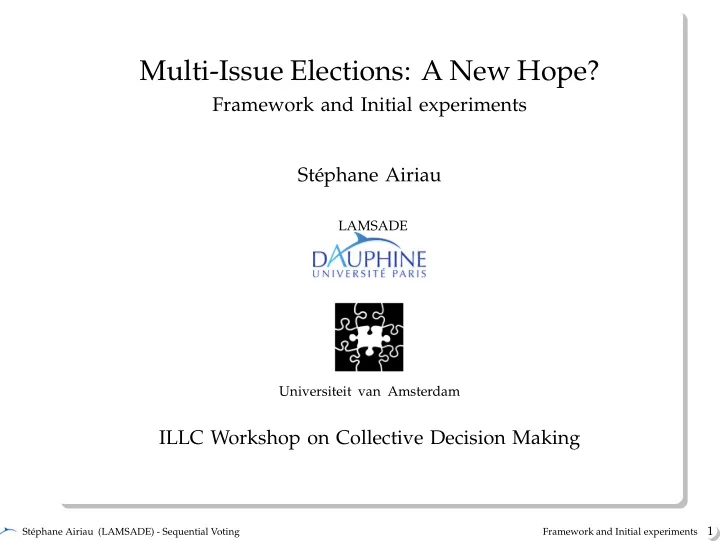 multi issue elections a new hope