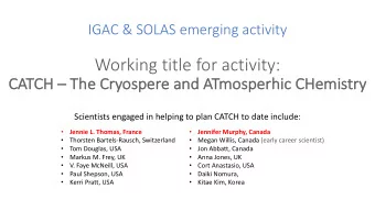 Working title for activity:  CA  CATCH  CH  Th  The Cr  Cryosp  spere an  and AT  ATmosperhic CH