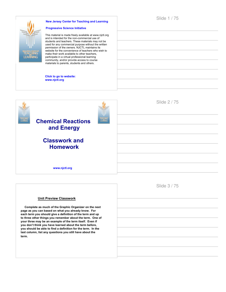 chemical reactions and energy classwork and homework