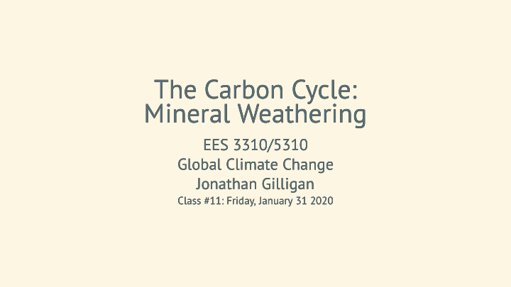 the carbon cycle the carbon cycle mineral weathering