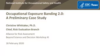 Occupational Exposure Banding 2.0:  A Preliminary Case Study  Christine Whittaker, Ph.D.  Chief,