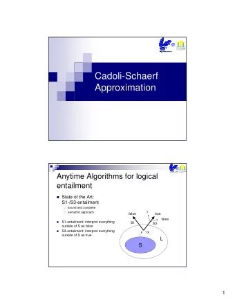 Cadoli-Schaerf  Approximation  Anytime Algorithms for logical  entailment  State of the Art: