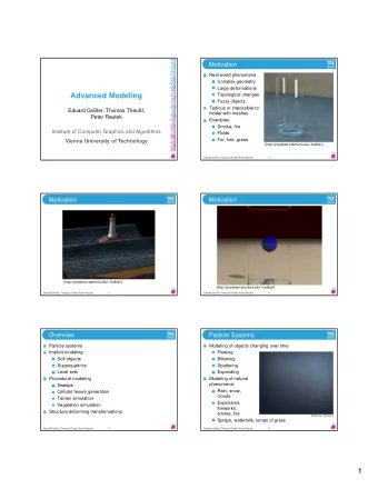 1  Particle Systems - History  Particle Systems  1982 Star Trek II: The Wrath of Khan  Certain