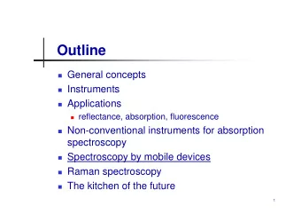 Outline  General concepts  Instruments  Applications  reflectance, absorption,