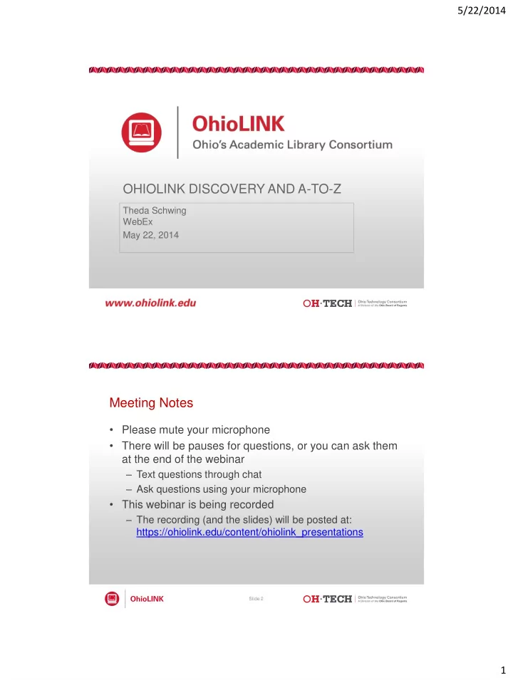 ohiolink discovery and a to z
