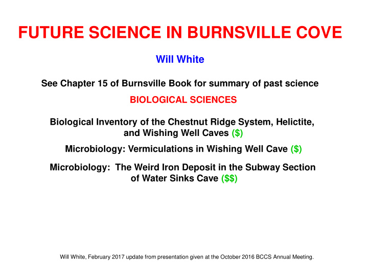 future science in burnsville cove